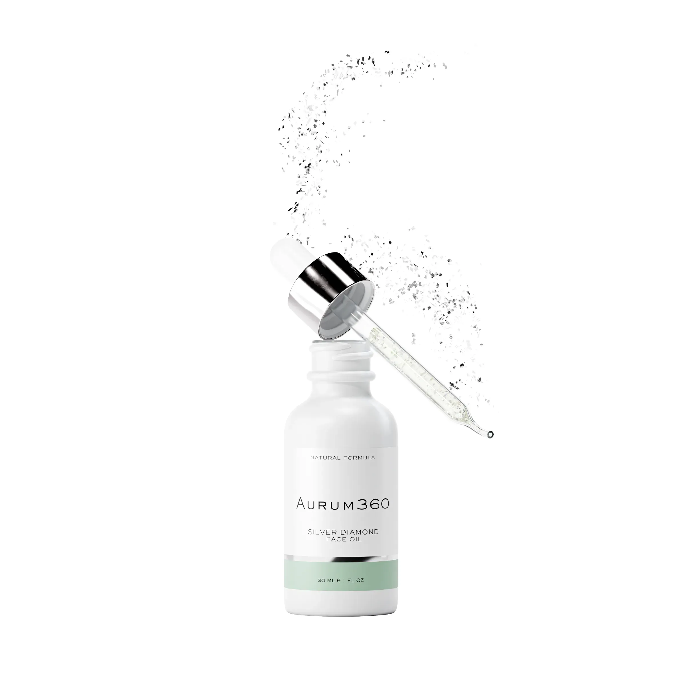 AURUM360 Dropper & Silver Particles, 3D product rendering