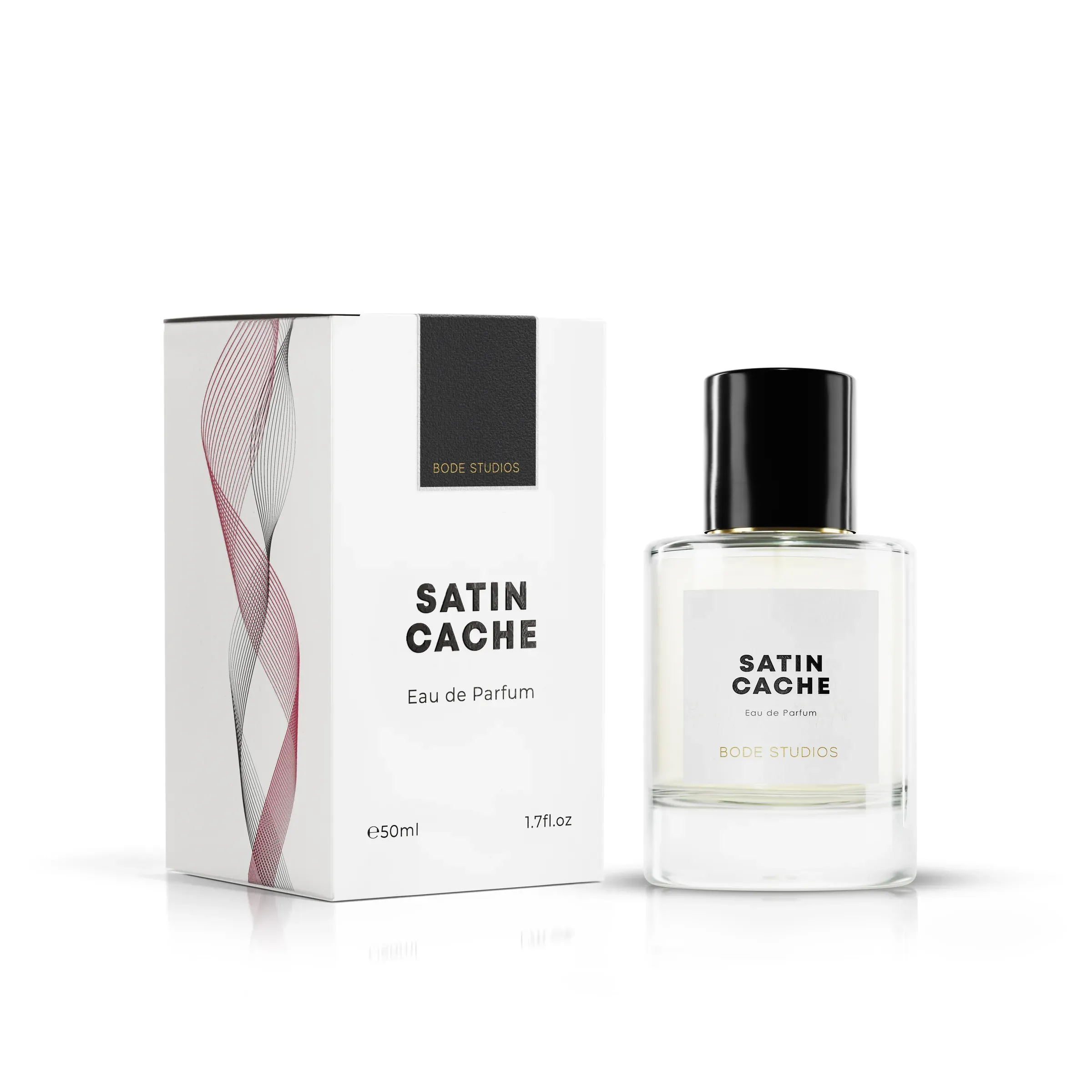BODÉ STUDIOS Bodeh Studio SatinCache with Box White Background, 3D product rendering