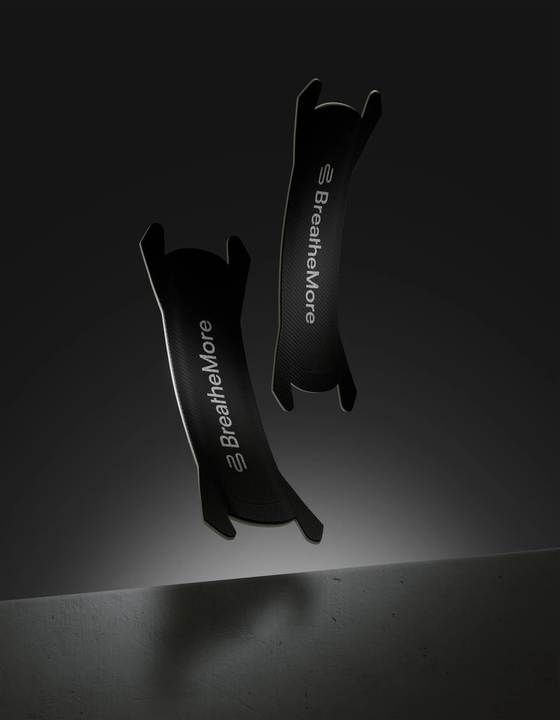 BreatheMore Black Performance nasal strips, 3D product rendering