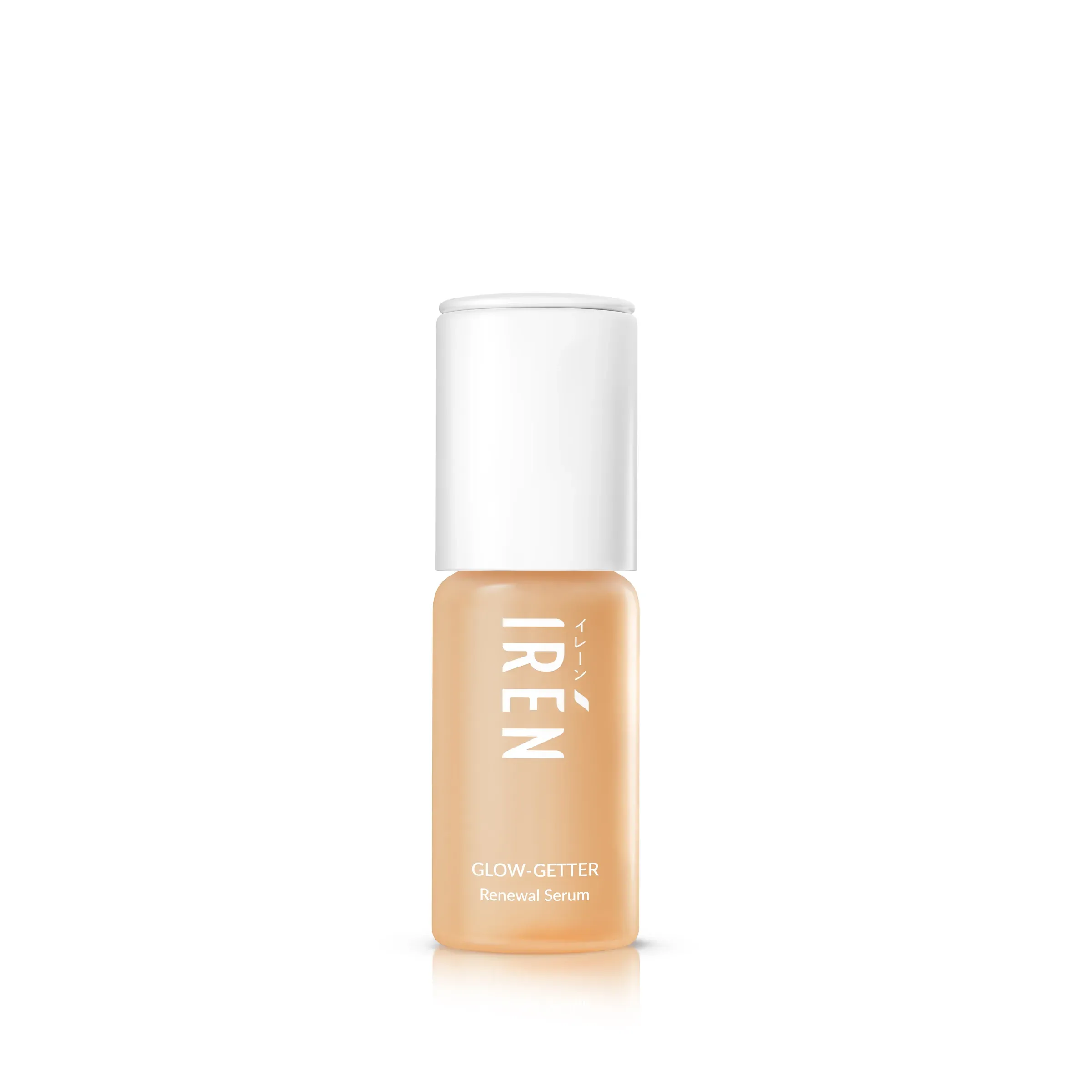 IREN Shizen Glow Getter Serums, small bottles, 3D product rendering