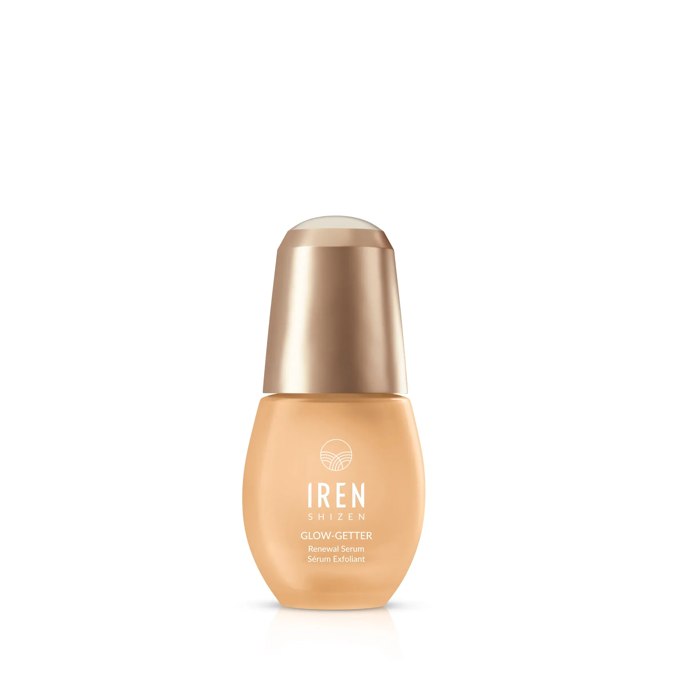 IREN Shizen Glow Getter Serums, large bottles, 3D product rendering