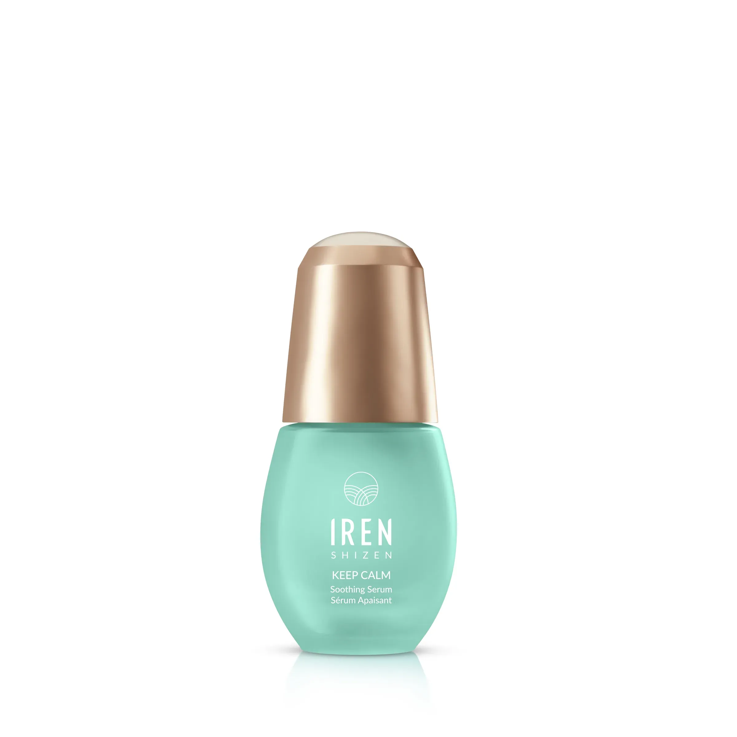 IREN Shizen Keep Calm Serums, large bottles, 3D product rendering