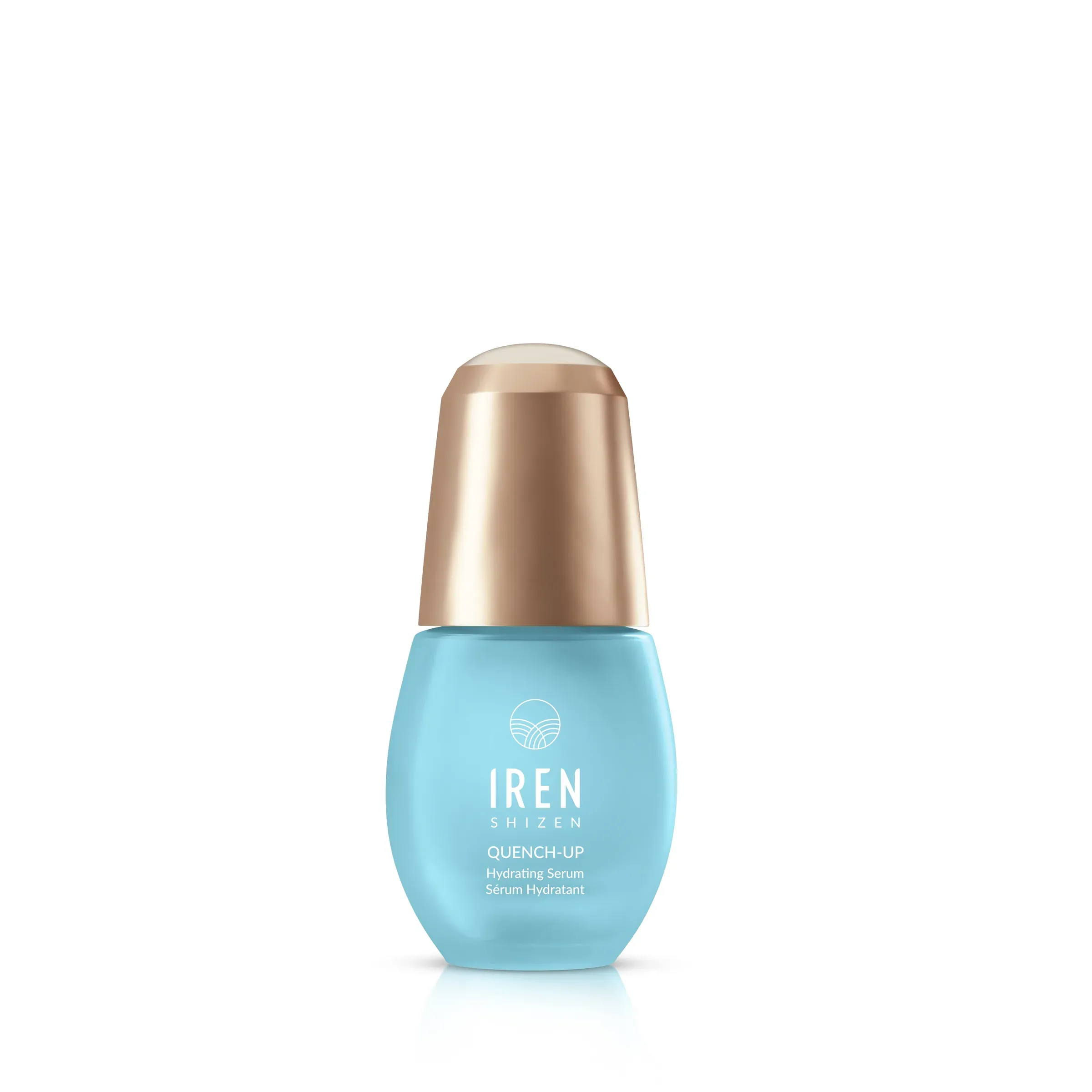IREN Shizen Quenche Up Serums, large bottles, 3D product rendering
