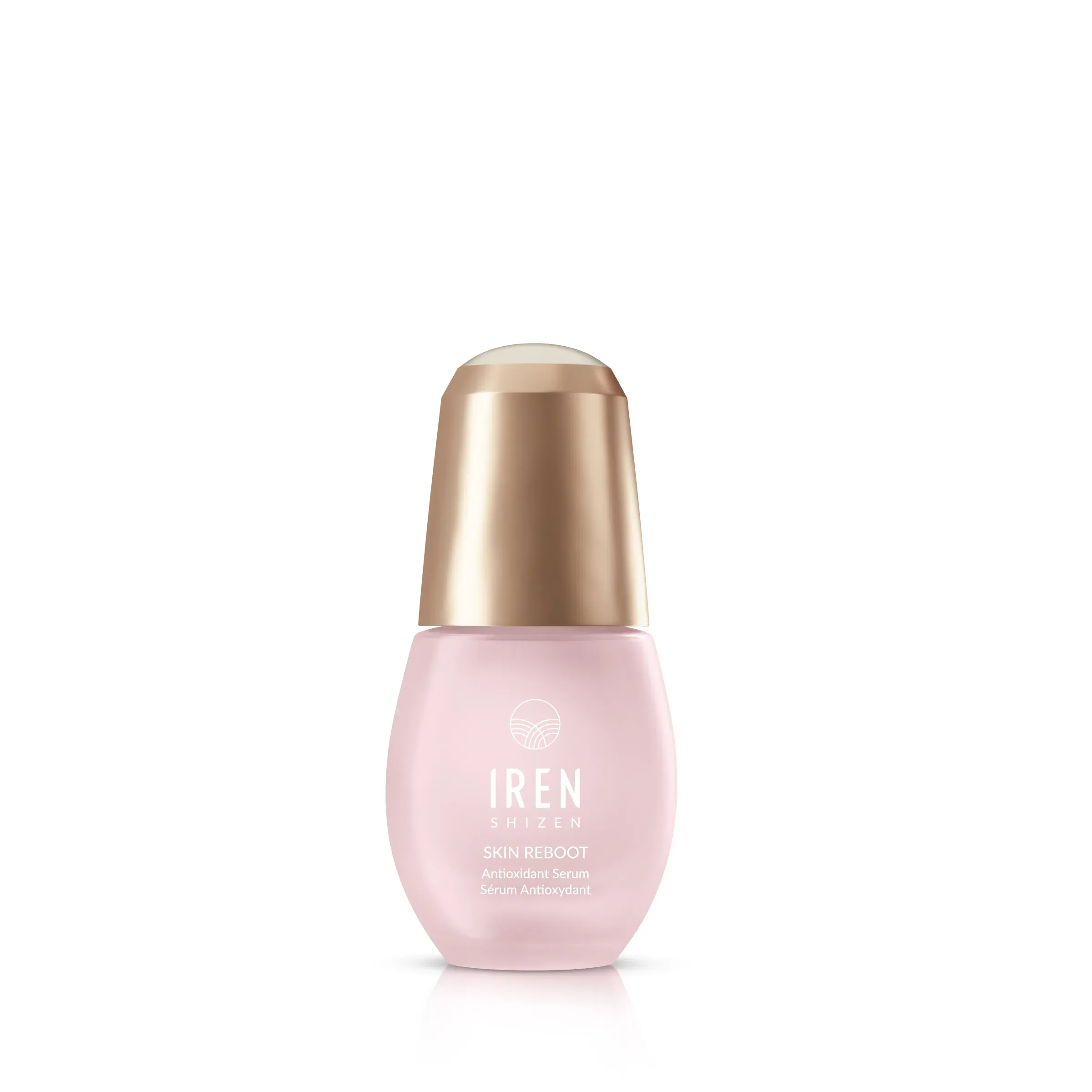 IREN Shizen Skin Reboot Serums, large bottles, 3D product rendering