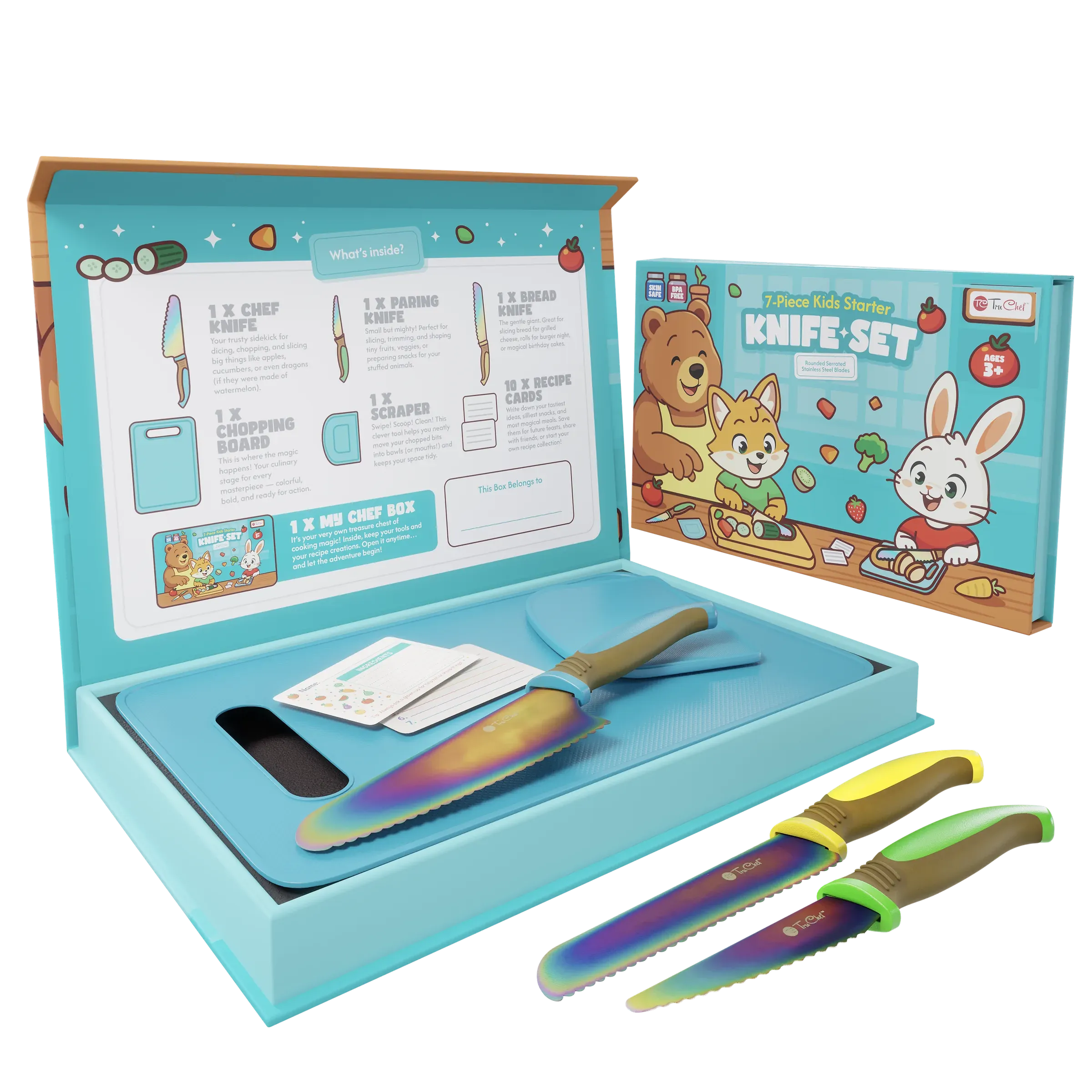 TruChef Toy Knives for Kids Whole Set, 3D product rendering