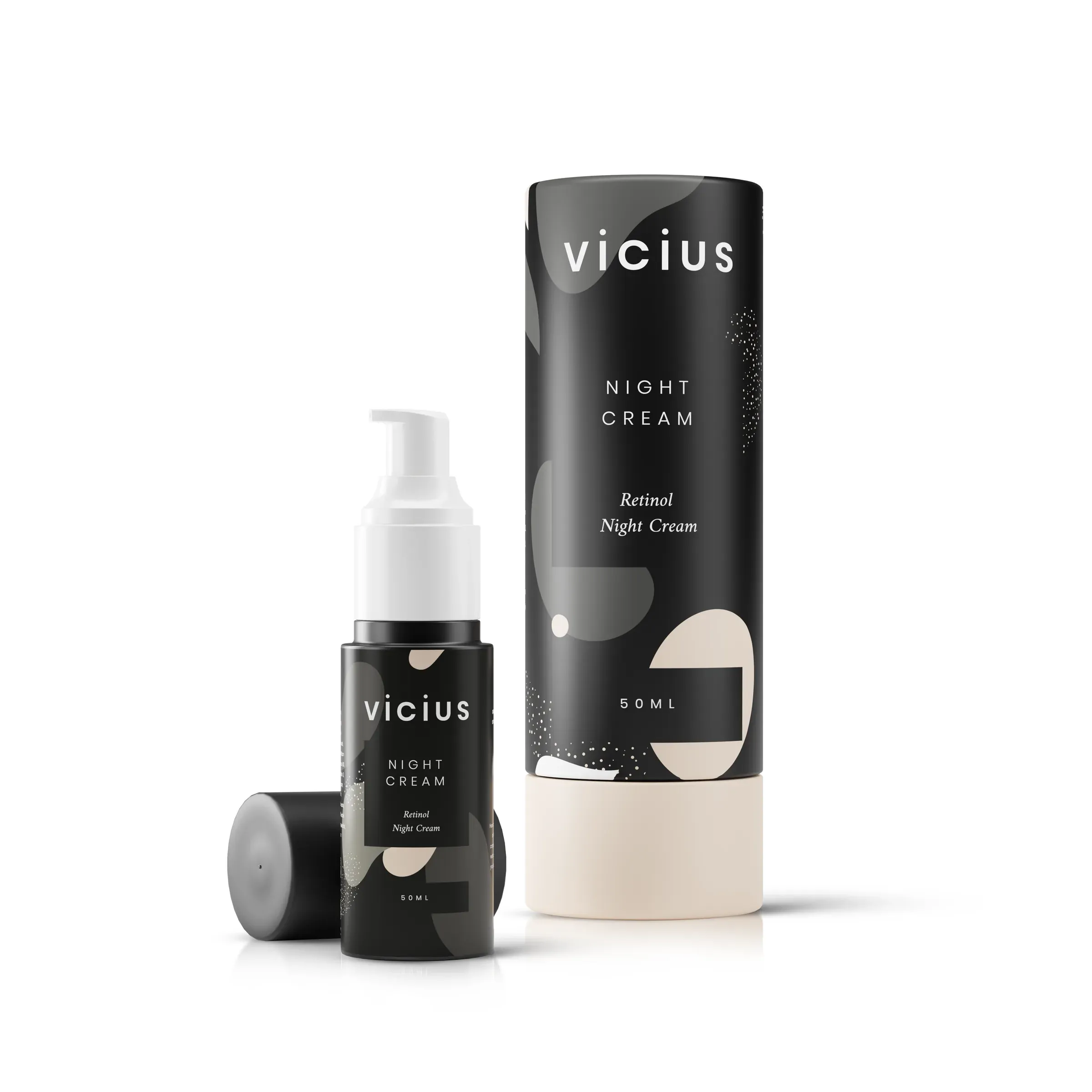 Vicius Night Cream With Box, 3D product rendering