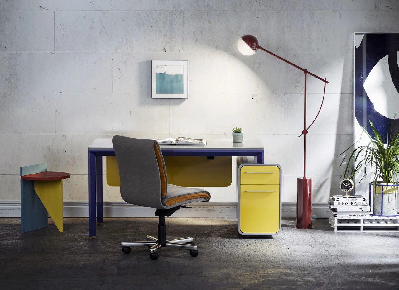 Art-directed cosmetic product campaign scene with sculptural lighting